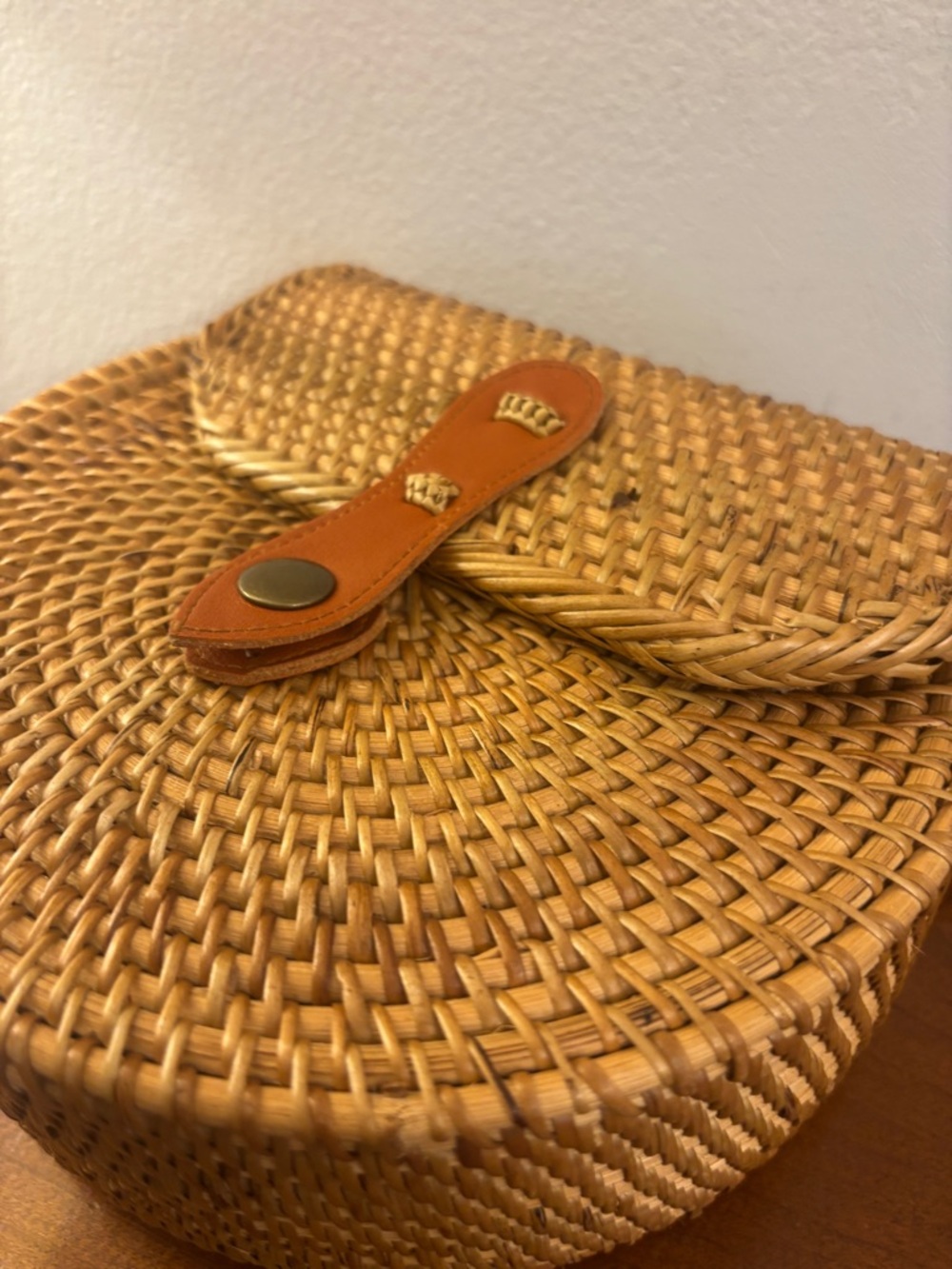 Boho Bali Rattan Crescent Shoulder Bag 100% Rattan Shell - Picture 8 of 14